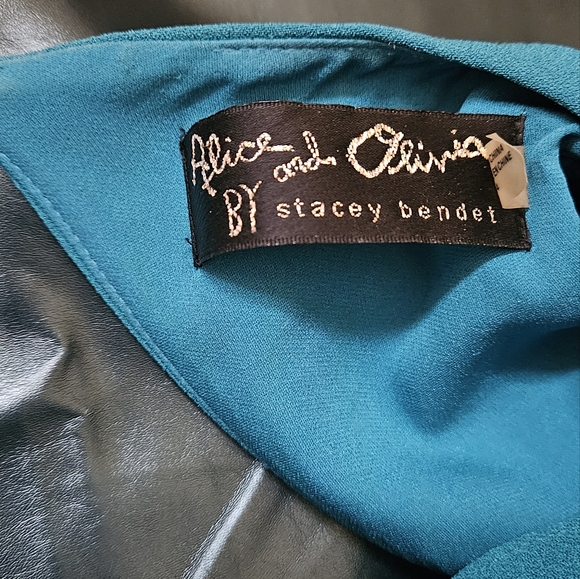 Alice & Olivia Gretchen Open Back Teal Dress Size 4 - Picture 13 of 14